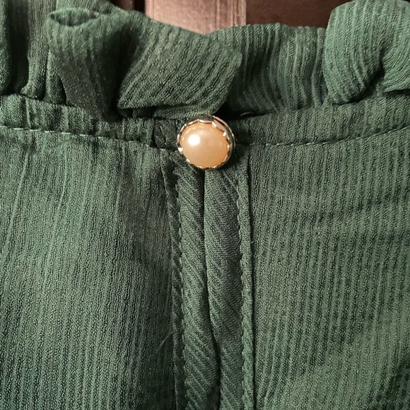 Emerald Green Long Sleeve Elegant Blouse Ladies Medium Classy - Picture 7 of 8